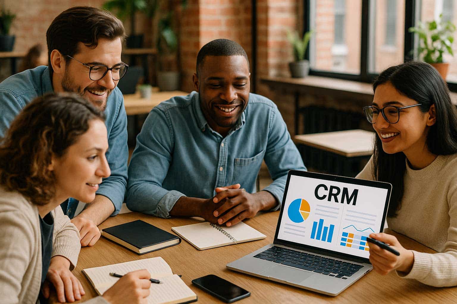 Collaboration d’équipe autour d’un CRM en open space