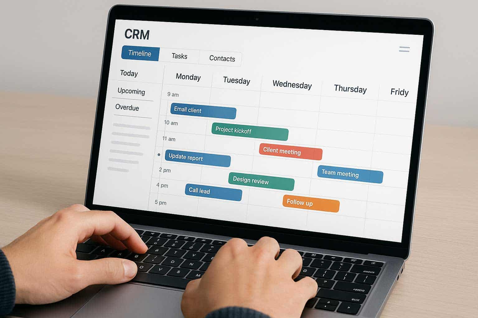 Gestion des tâches dans un CRM sur ordinateur