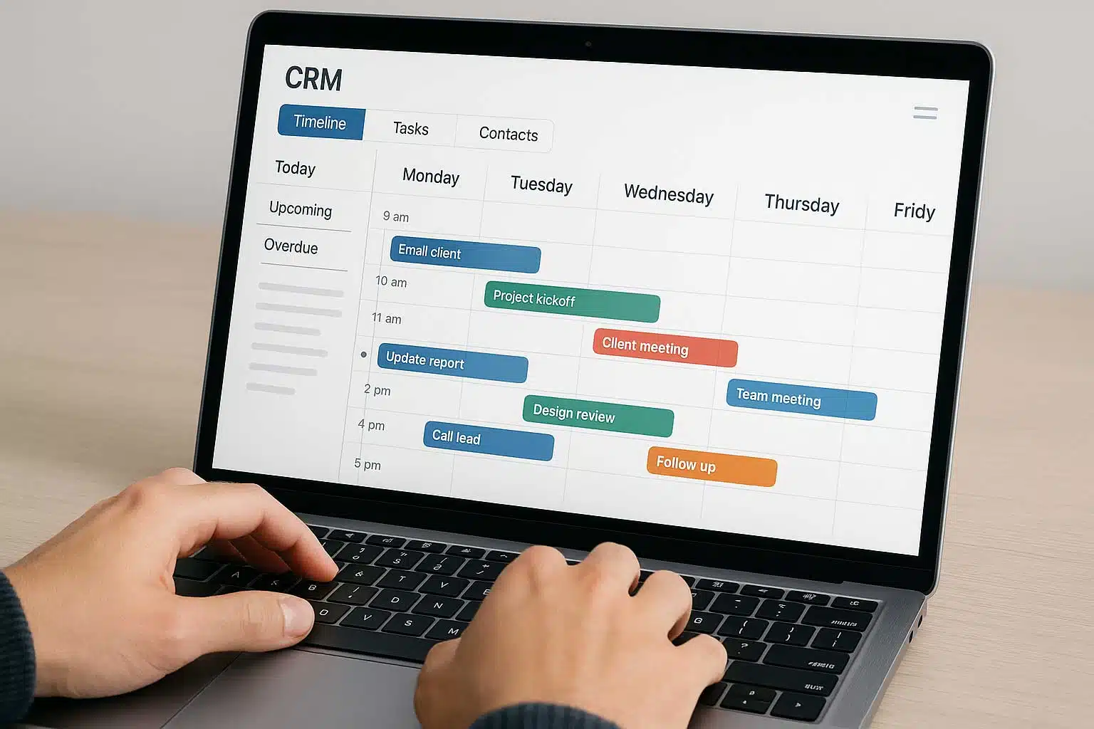 Gestion des tâches dans un CRM sur ordinateur