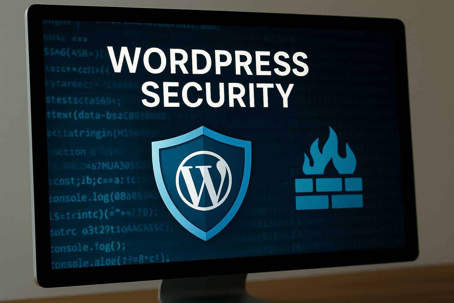 Interface WordPress avec un bouclier de sécurité, représentant la protection du site