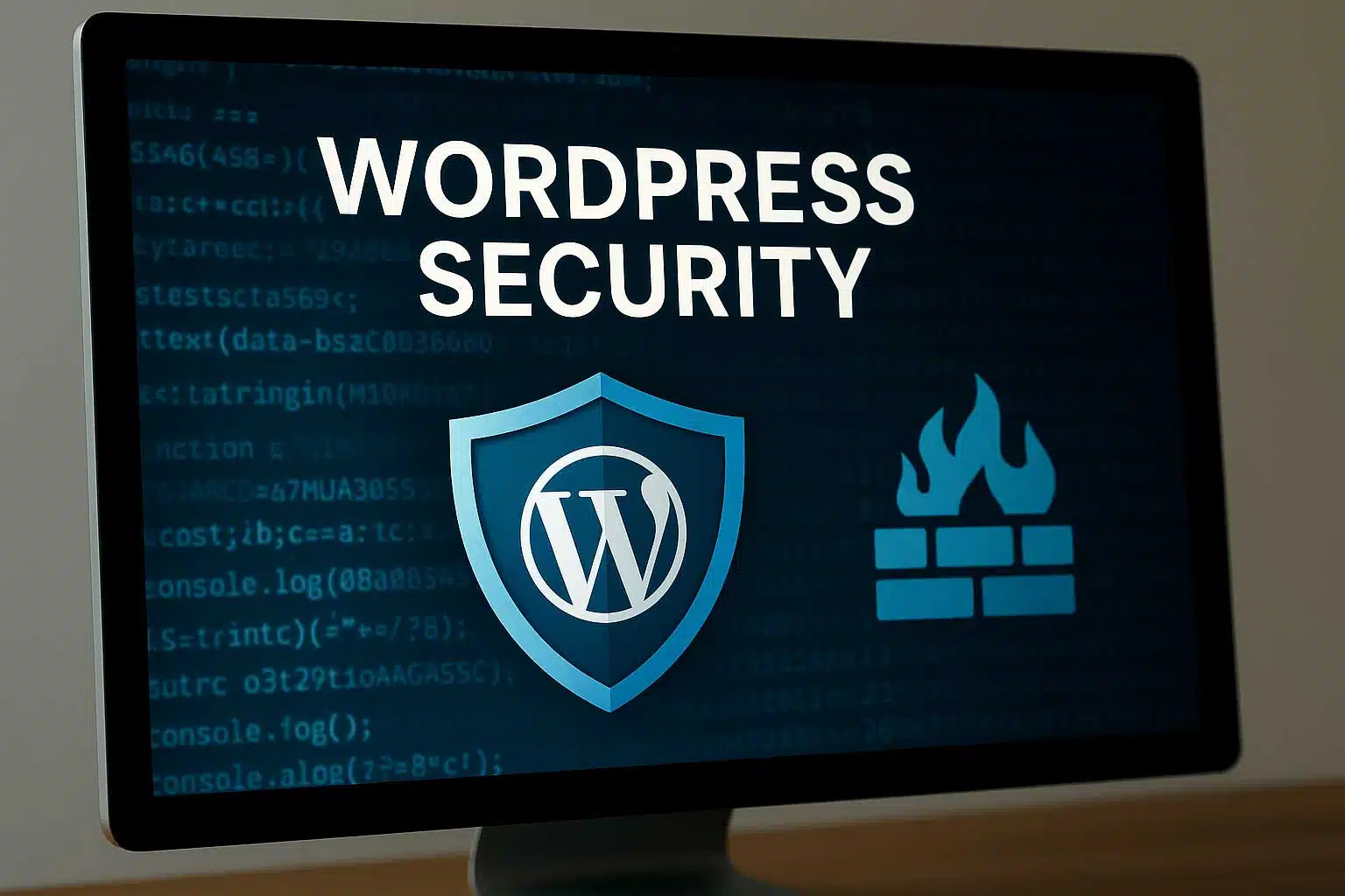 Interface WordPress avec un bouclier de sécurité, représentant la protection du site