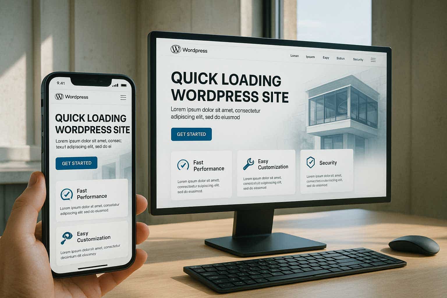 Site WordPress optimisé pour la performance sur mobile et desktop