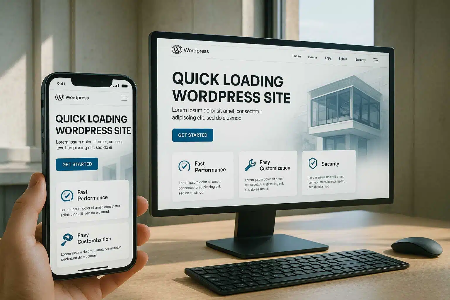 Site WordPress optimisé pour la performance sur mobile et desktop