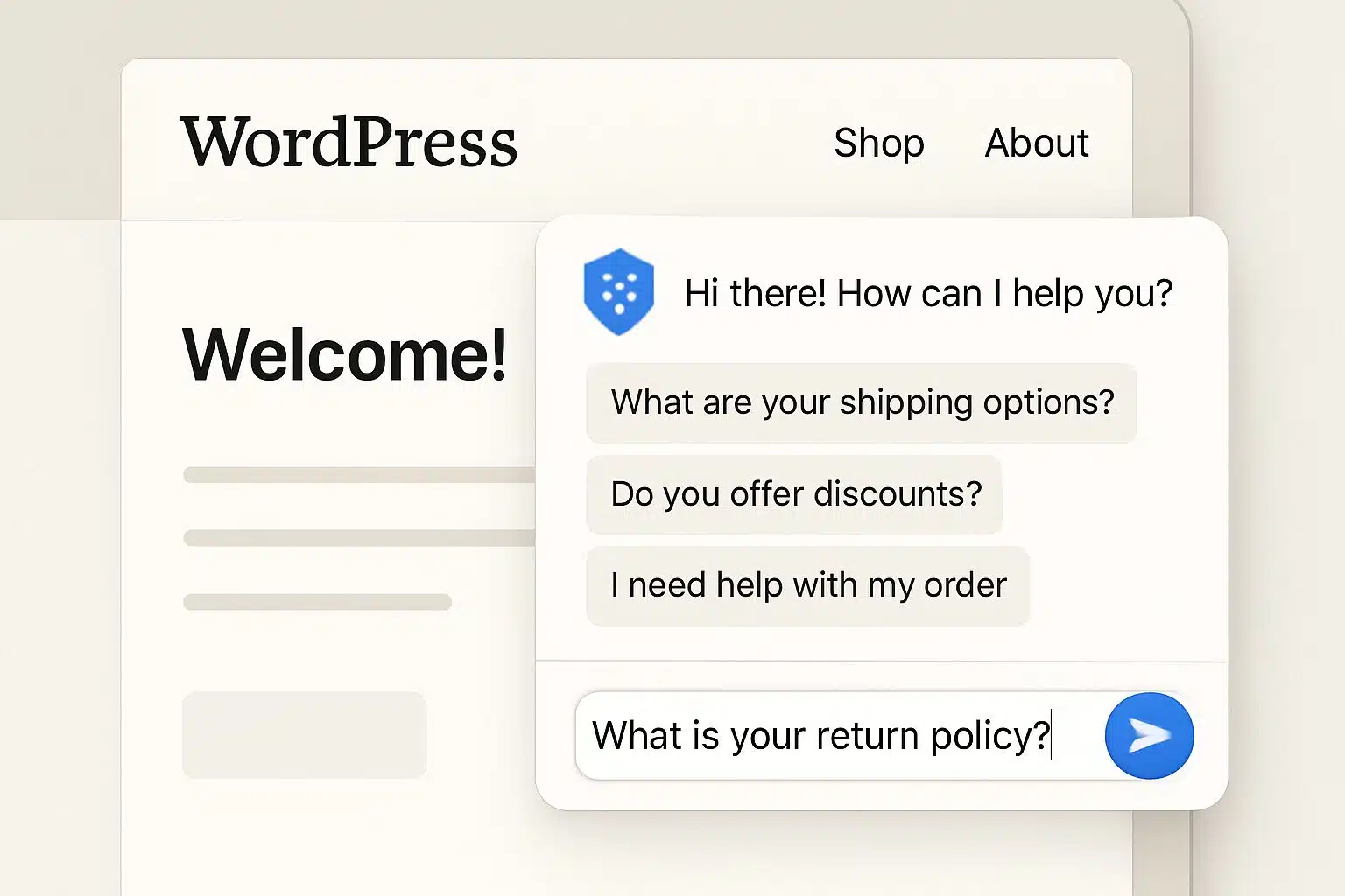Chatbot WordPress augmenté par IA avec conformité RGPD