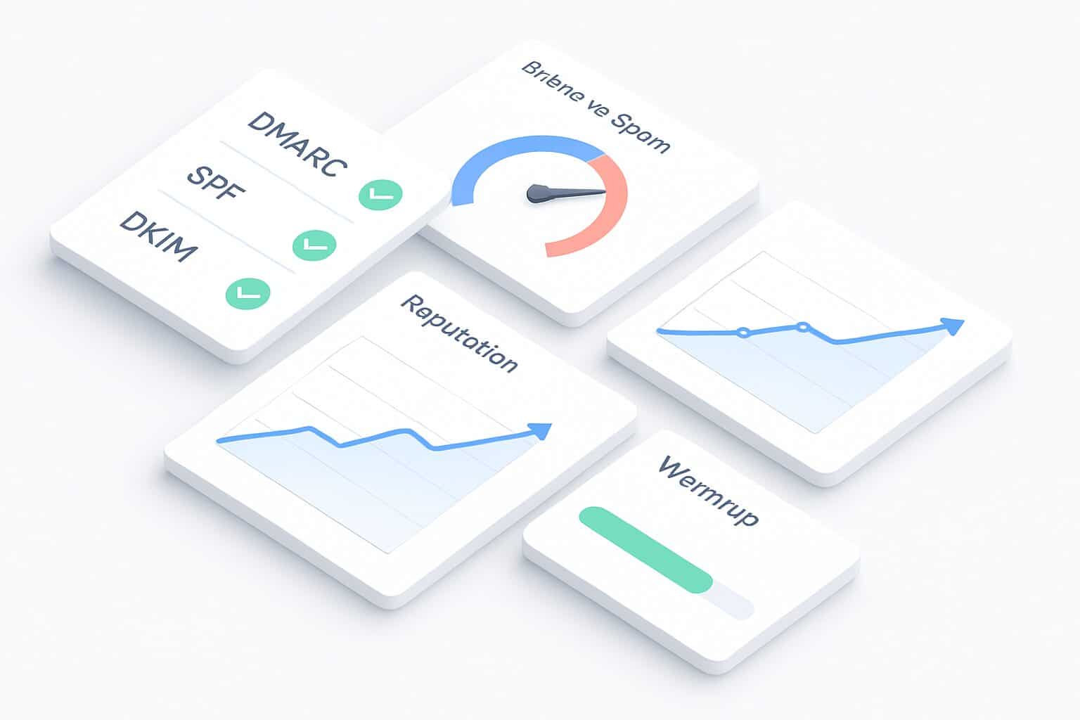 Tableau de bord de délivrabilité email avec DMARC, SPF et DKIM validés