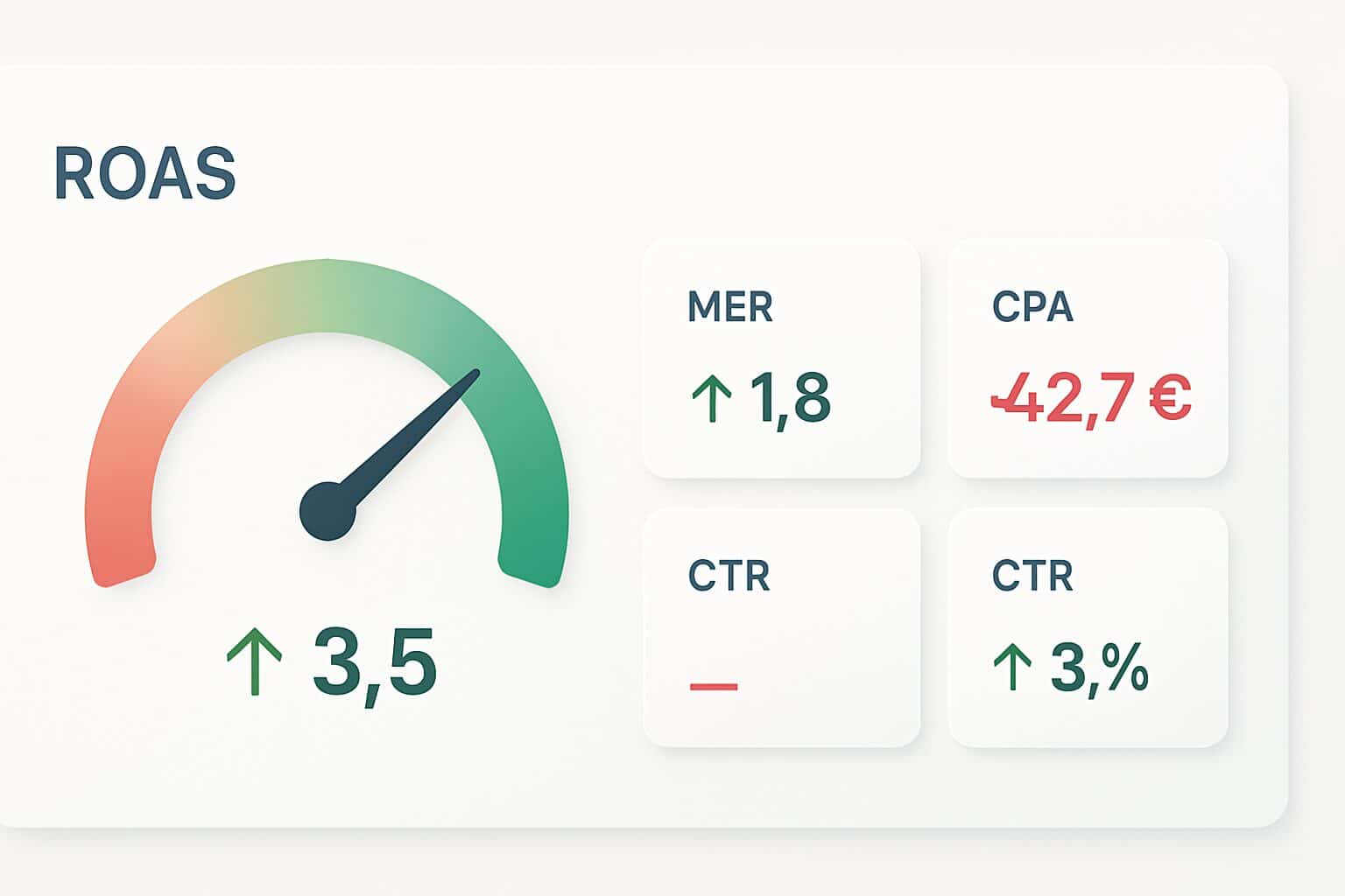 Tableau de bord ROAS et KPI pour pilotage des campagnes Meta Ads