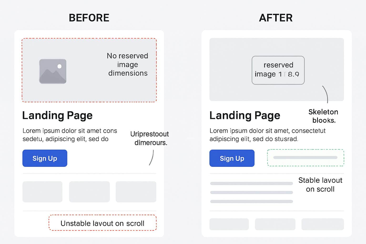 Réduction du CLS: dimensions réservées et skeleton UI