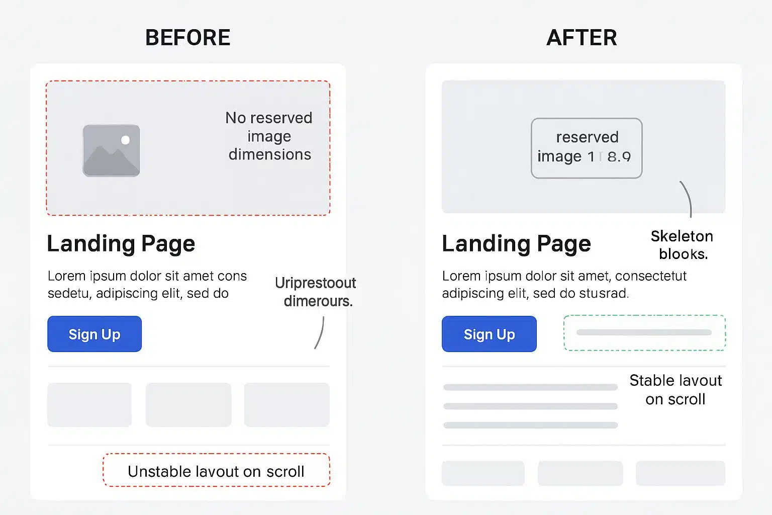 Réduction du CLS: dimensions réservées et skeleton UI