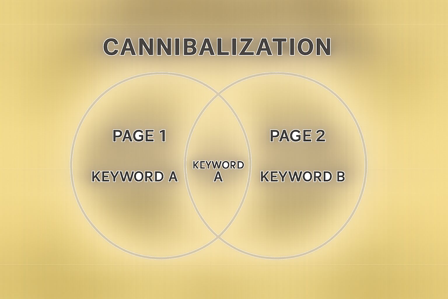 Schéma de cannibalisation SEO montrant la concurrence entre pages
