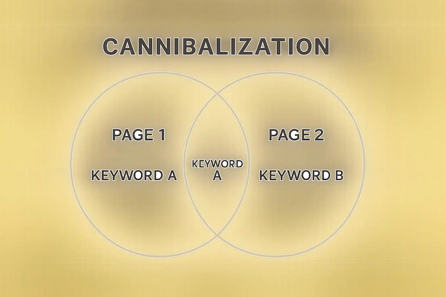 Schéma de cannibalisation SEO montrant la concurrence entre pages