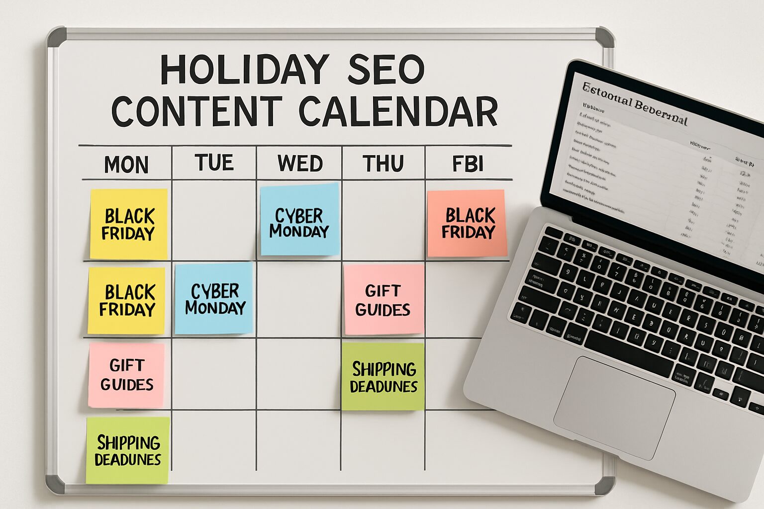 Plan SEO saisonnier et calendrier éditorial pour les fêtes