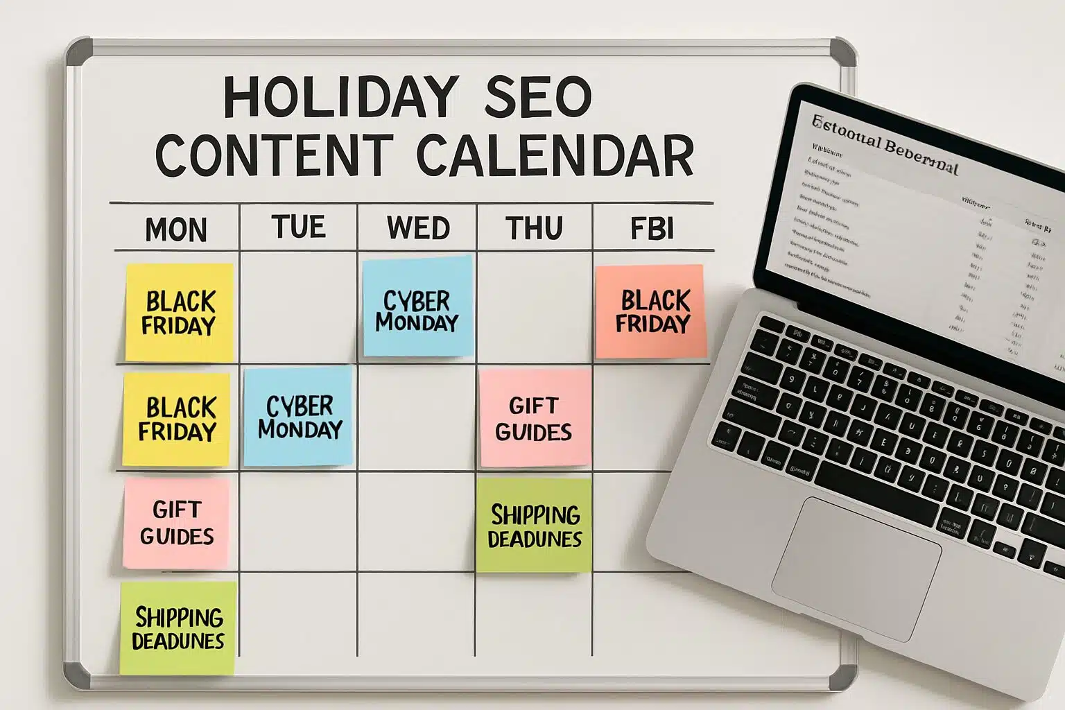 Plan SEO saisonnier et calendrier éditorial pour les fêtes