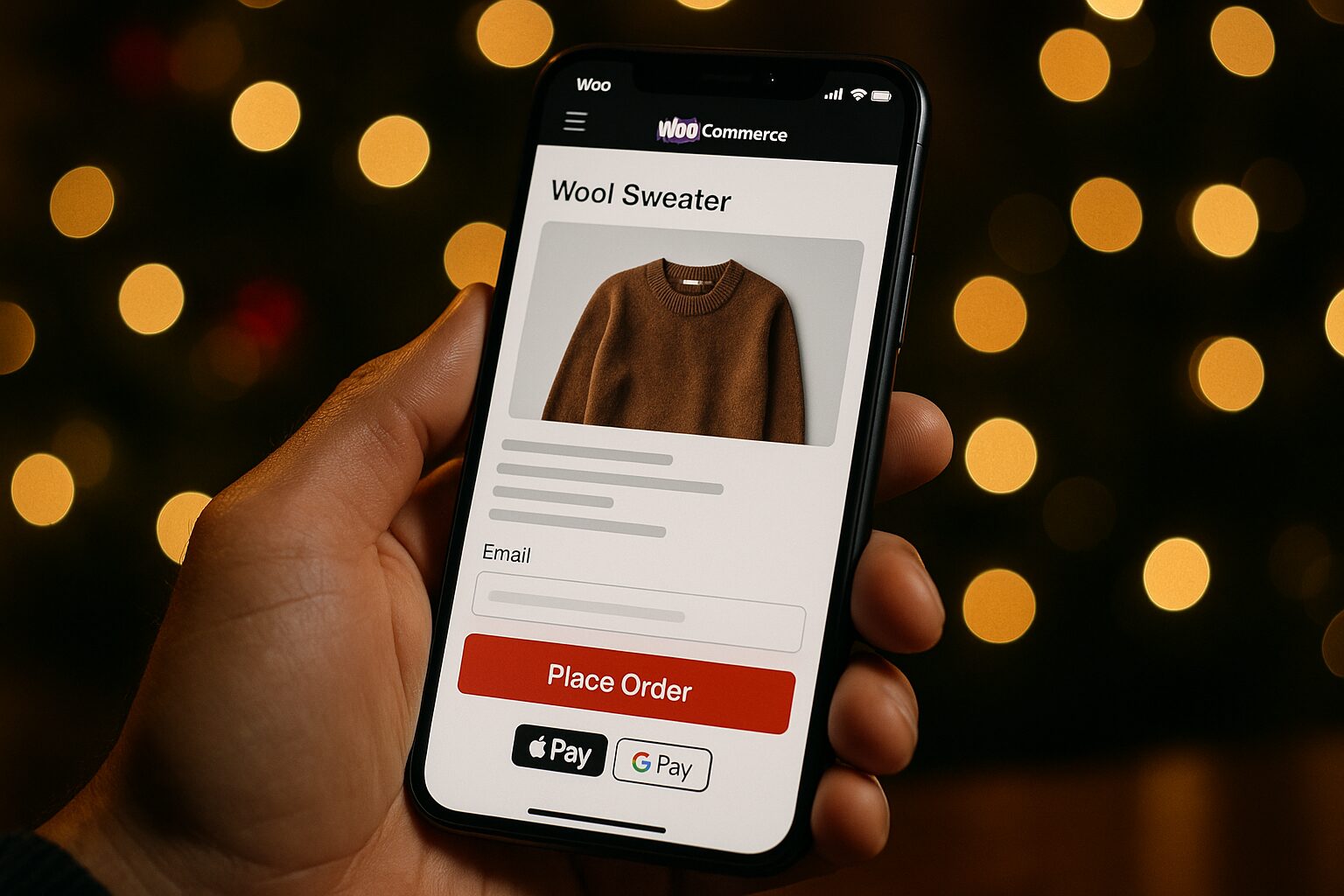 Interface mobile e‑commerce optimisée pour le Q4 avec checkout rapide et CTA visible