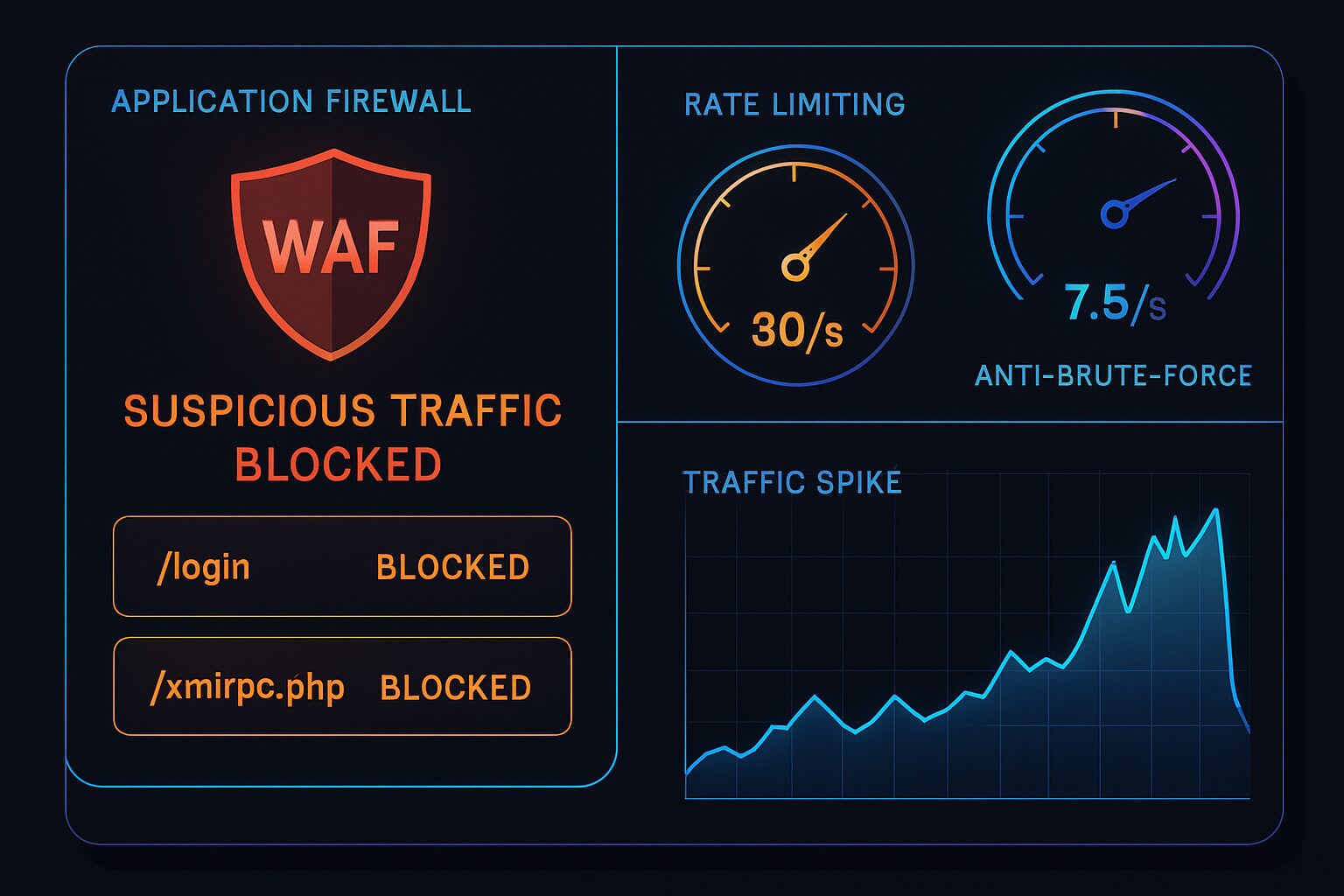 Pare-feu applicatif WordPress avec rate limiting et anti-brute-force
