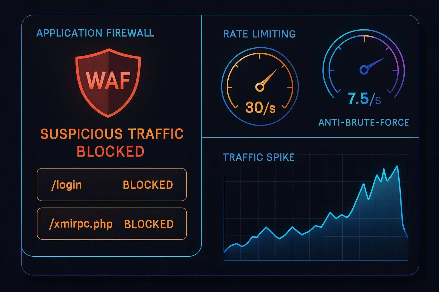 Pare-feu applicatif WordPress avec rate limiting et anti-brute-force